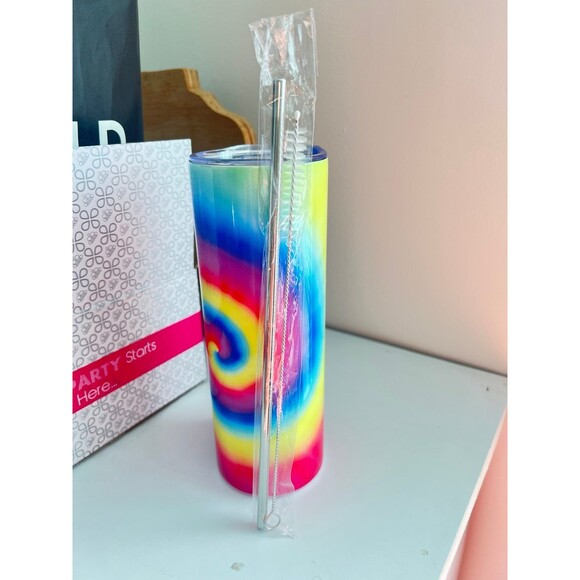 NWT Tie-dyed 20oz. Skinny Tumbler with Straw - Picture 1 of 10